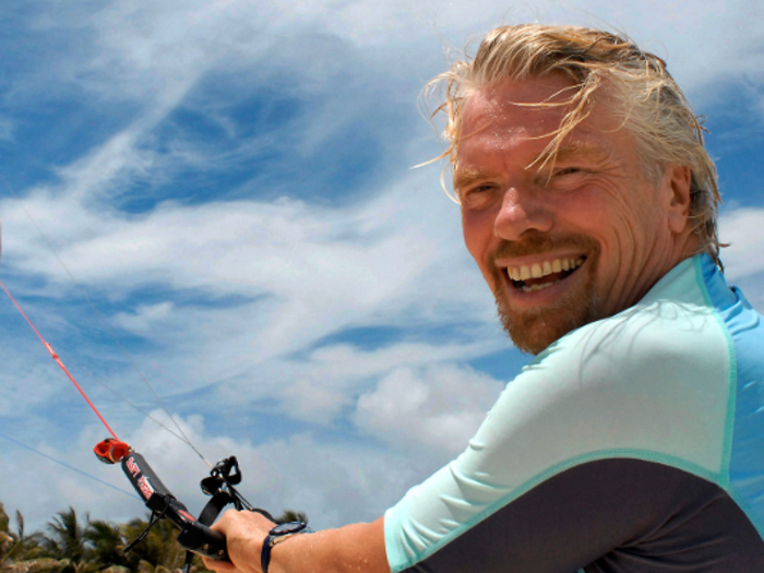 Richard Branson hangs out on his island in the Caribbean