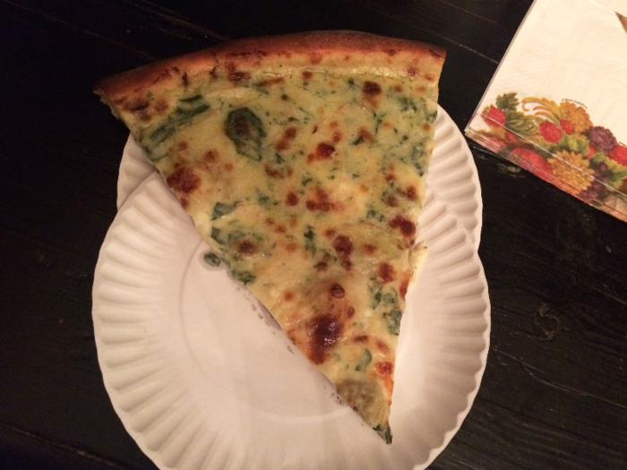 Kelly arrived around 8 p.m. on Friday night, and we headed straight to dinner. We met up with a few friends at Artichoke Basille’s Pizza, where we filled up on the joint’s classic artichoke slice.