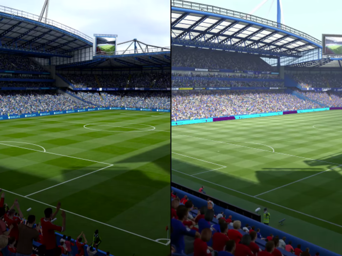 The colors in "FIFA 17" are less vibrant than they were in "FIFA 16," which looks more realistic.