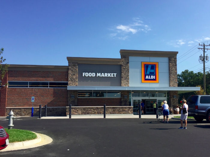 The new Aldi store looks similar to its older stores on the outside.