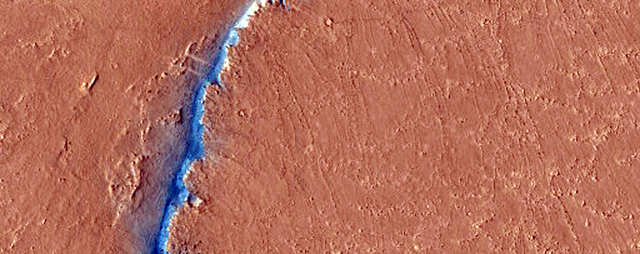 A possible fault line in the Cerberus Fossae region of Mars.