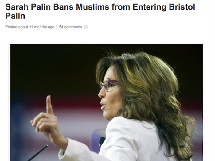 11. Sarah Palin banned Muslims from "entering" her daughter