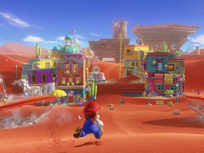 First things first: This is definitely a 3D Super Mario game, in the lineage of "Super Mario 64" and "Super Mario Galaxy." That means it's a "sandbox-style" game. The world is segmented into levels, but the levels are massive and open-ended.