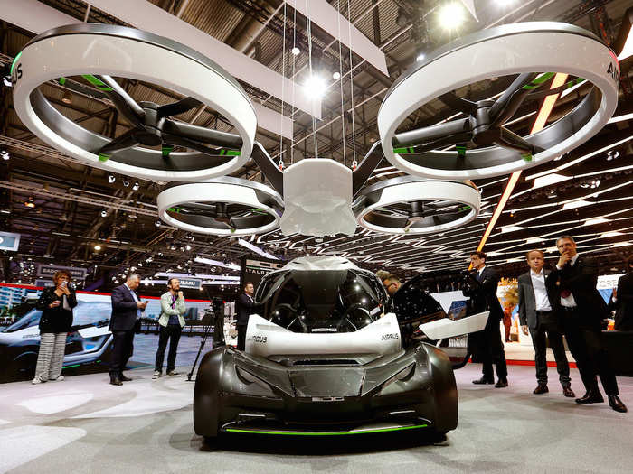 1. Airbus got creative with its latest concept car: an electric two-seater that can be airlifted by a drone. Called the Pop.Up System, the car has a range of 100 kilometers (62 miles.)