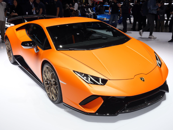 1. Lamborghini's much-anticipated Huracán Performante made its debut at the Geneva Motor Show. Its 5.2-liter, V10 engine produces a very respectable 640 hp.