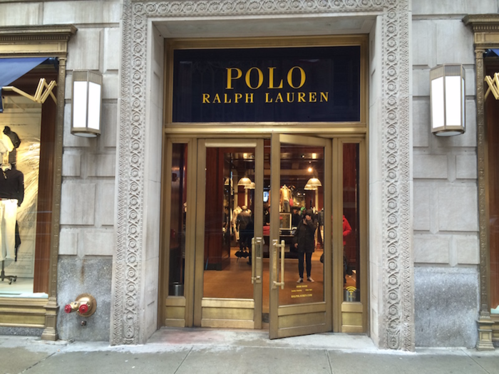 Ralph Lauren's Polo flagship is located at 711 Fifth Avenue, next door to stores like Gucci and Armani. This strip of Fifth Avenue is one of the most exclusive shopping spots in the world.