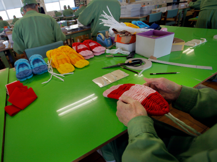 Elderly prisons are becoming more common in Japan as the country continues to age. Onomichi Prison hosts an all-senior population. Inmates have access to handrails, soft food, and spend their working hours knitting and sewing.