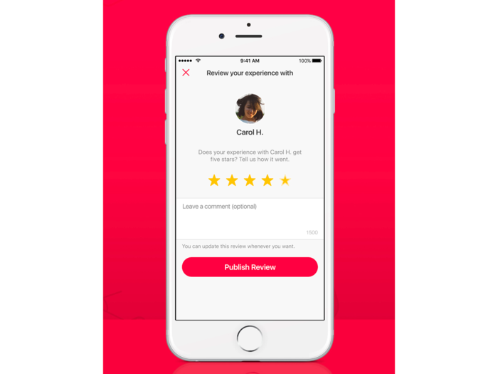 Once you've bought something on the app, you can rate your experience with the seller and leave a comment. That rating will show up in their profile on the app.