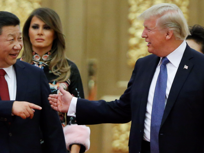 Here, Trump and Xi shared what appeared to be a lighthearted moment ahead of a lavish state dinner with their wives behind them. The two have cultivated a mutual respect for one another — some have even called it friendship. Trump leaves China for Vietnam on Friday.