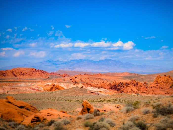 The Valley of Fire in the Overton, Nevada, state park allows hiking through the red sand and to Native American rock art in an area that looks ready for a pod race.