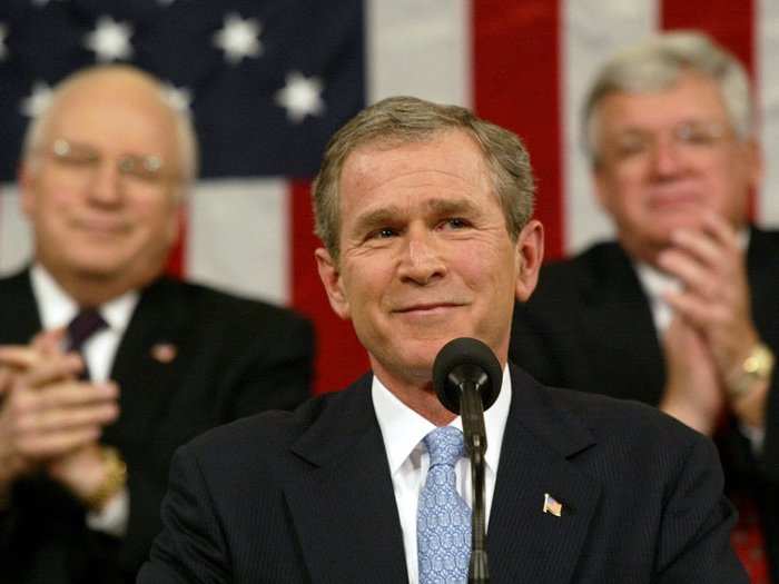 "The Iraqi regime has plotted to develop anthrax, and nerve gas, and nuclear weapons for over a decade," Bush said during the 2002 State of the Union Address.