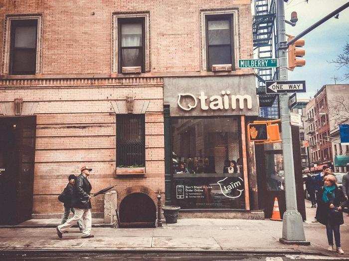 The Taïm I went to was in the Nolita neighborhood in NYC. Across the street was one of its top Mediterranean-food competitors, Cava.