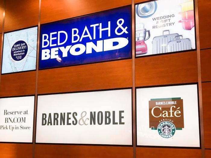 The Bed Bath & Beyond I went to was part of a shopping center and next to a Barnes & Noble. The store was advertising its wedding and gift registries and same-day delivery service, which costs $15 in Manhattan.