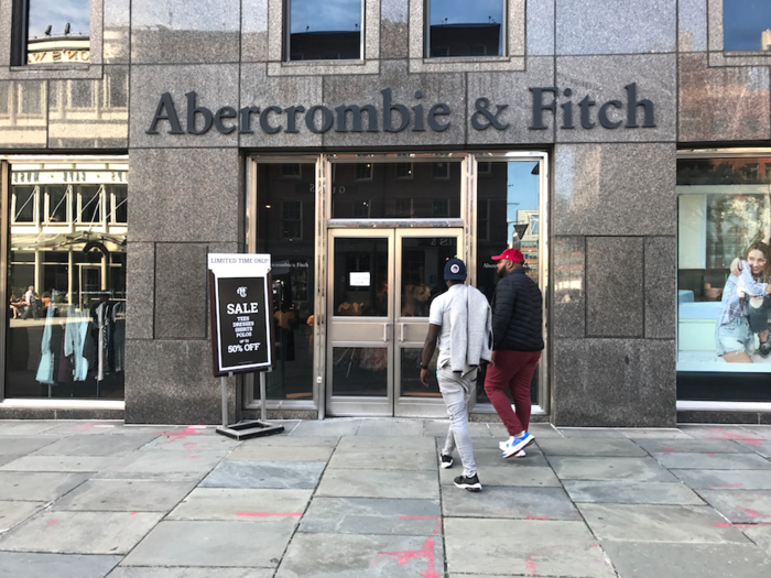 We headed to an Abercrombie store in lower Manhattan on a sunny Thursday afternoon.