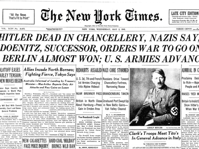 Here's what The New York Times looked like on May 2, 1945