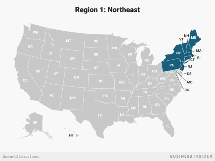 The US Census Bureau divides the United States into four regions. There's the North …