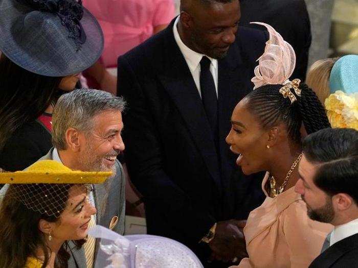 After arriving at Windsor Castle, Williams laughed it up with George Clooney, while Ohanian hobnobbed with his wife Amal. That's English actor Idris Elba in the background.