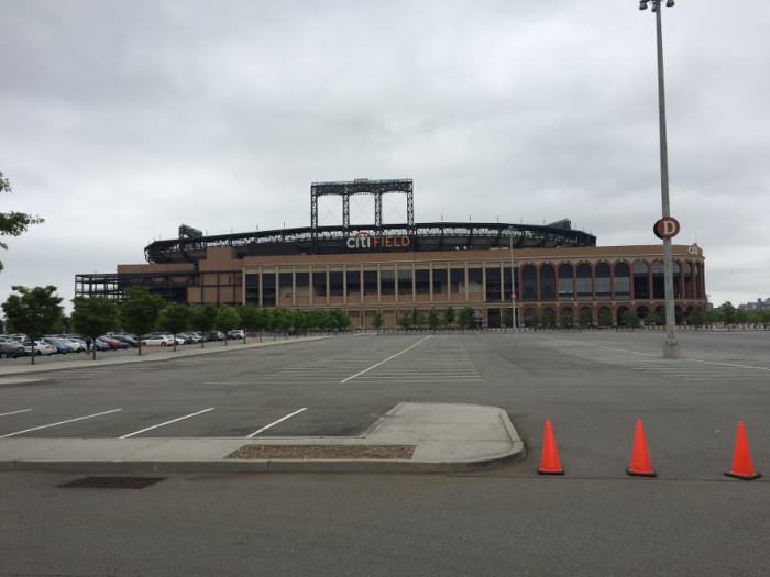 The autocross course was set up in the parking lot of Citi Field, the New York Mets' baseball stadium.