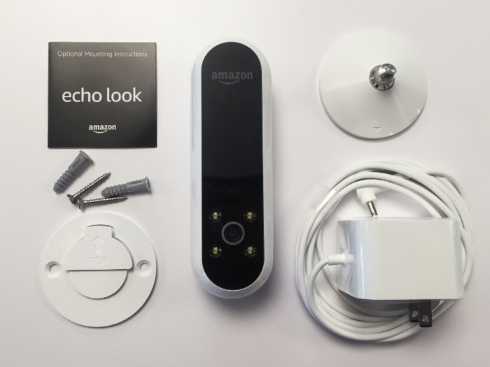 UNBOXING: The Echo Look comes with a screw-in stand, wall mount, and power cord.