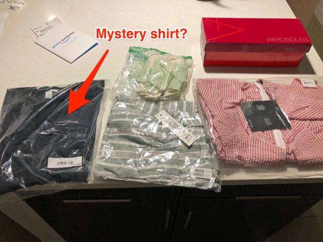 My box had everything I had ordered — plus a shirt I hadn't. The mystery shirt didn't appear on my receipt, and it wasn't even in my size.