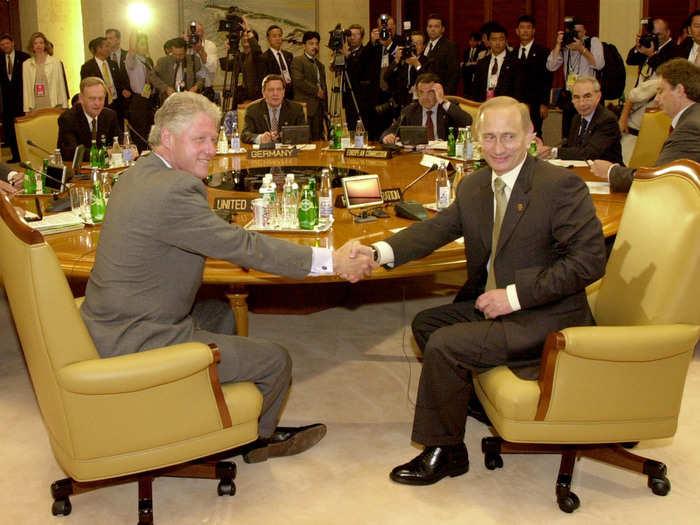 November 1999: Putin and former President Bill Clinton