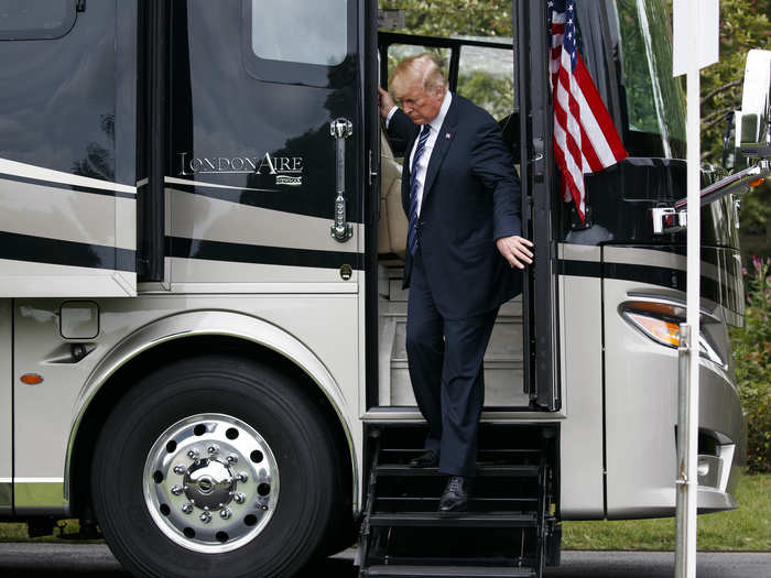 President Donald Trump arrives for the second annual 'Made in America Product Showcase' at the White House on Monday.