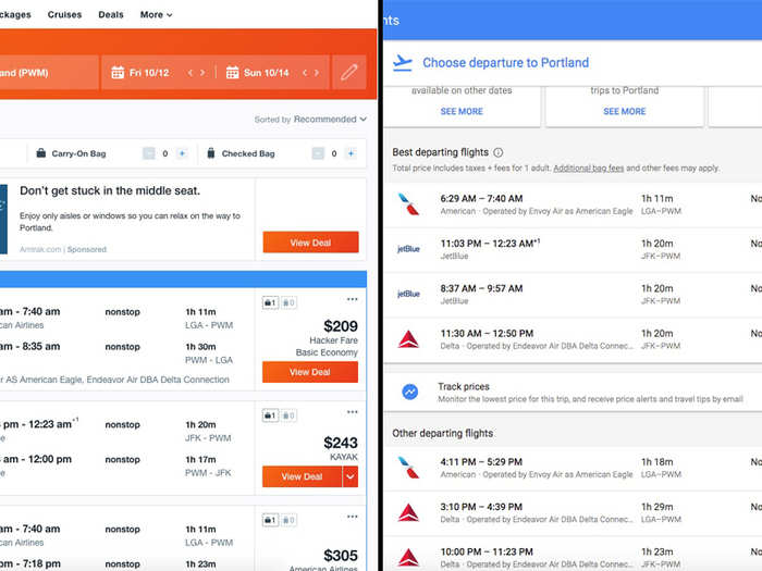 Let's start with standout features both services have in common. Both Kayak and Google Flights let you track flight prices over time.