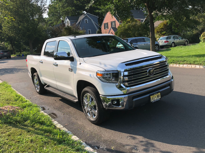 Behold, the Toyota Tundra, Crewmax configuration — rather out of its element in the leafy suburbs of northern New Jersey.