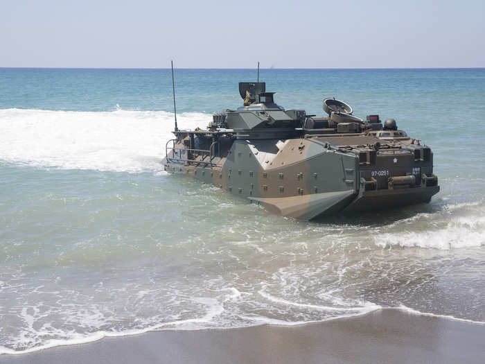 A few days later, unarmed Japanese troops and armored vehicles took part in an landing operation, hitting the beach alongside US and Filipino marines and acting in a humanitarian role. That was the first time Japanese armored vehicles have been on foreign soil since World War II.