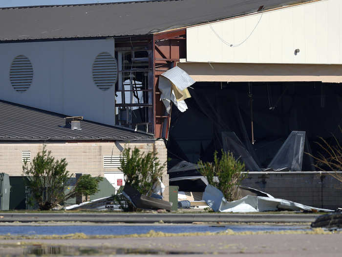 Here's the only photo we've seen yet of one of the F-22s left behind. The hangar is clearly damaged, but it's unclear if the Raptor was as well.