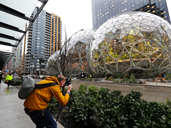 The plant is housed inside the Amazon Spheres, a series of glass domes that are part of the the company's Seattle headquarters.