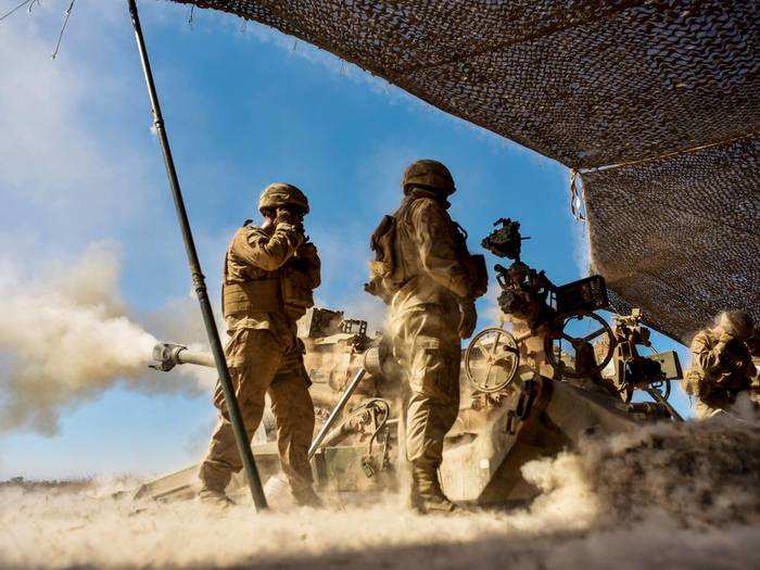 Marines with 3rd Battalion, 11th Marine Regiment, 1st Marine Division fire an M777 Howitzer at known targets during training on August 9, 2018 at Mount Bundey Training Area in Australia.