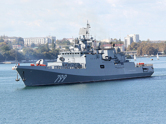 Commissioned in December 2017, the Admiral Makarov is an Admiral Grigorovich-class frigate, which are about 100 feet longer than an American football field and have stealthy hulls and superstructures that reduce radar, acoustic and infrared signatures.