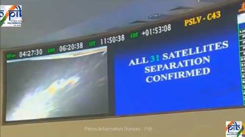 GLOBAL SAT 1 just separated from the rocket. All 31 satellites' separation has been confirmed. The PSLV C-43 mission is as success.
