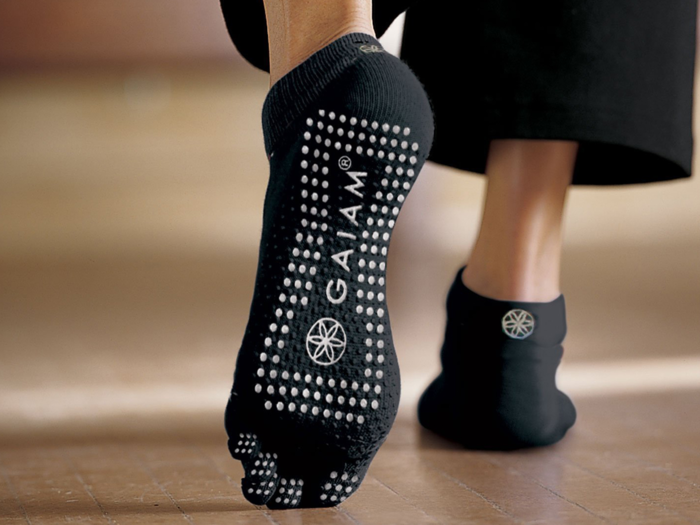 Grippy socks perfect for pilates, barre, or just walking around their apartment