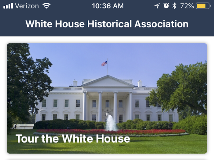 On the homepage of the app, you get to decide: take a tour of the White House or test out the Presidential Lookalike feature.