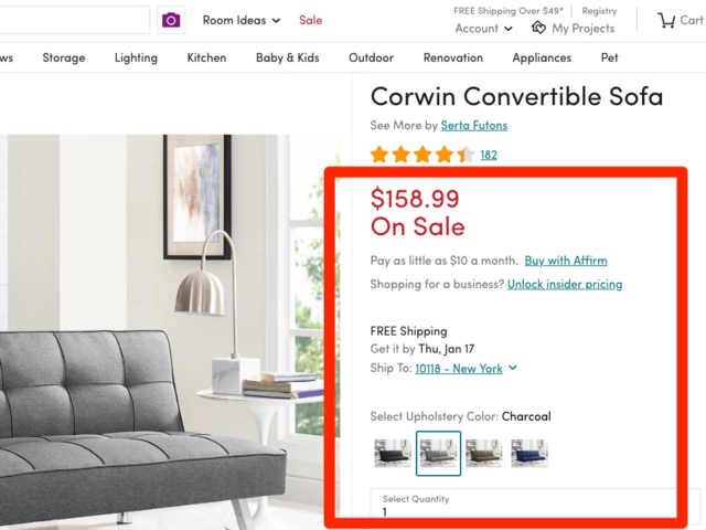 We Compared Ordering Furniture On, Corwin Twin Convertible Sofa