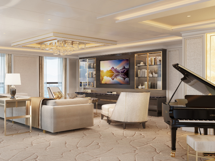 The 4,443 square-foot Regent Suite will be almost twice as large as the average US home, according to Regent Seven Seas.