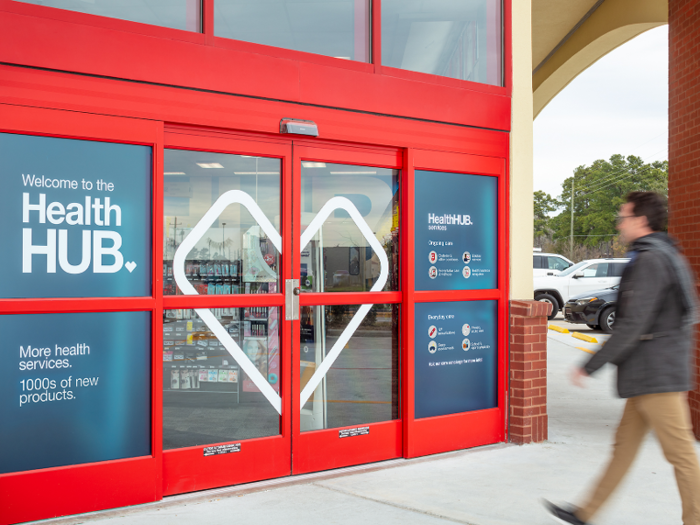 Walking up to the store, it's clear that the location is going to have a different feel to the traditional part pharmacy, part convenience store feel most CVS stores have. On the doors, it lays out what's inside with a big "Welcome to the HealthHUB" sign.