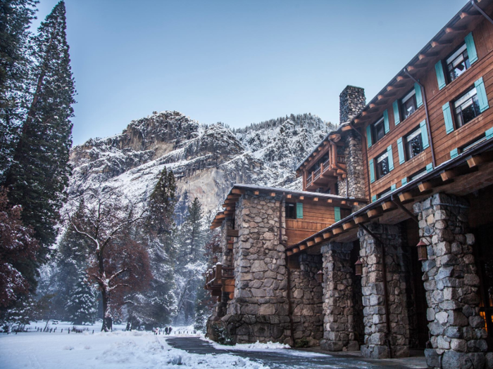 The Majestic Yosemite is a grand hotel designed by architect Gilbert Stanley Underwood.