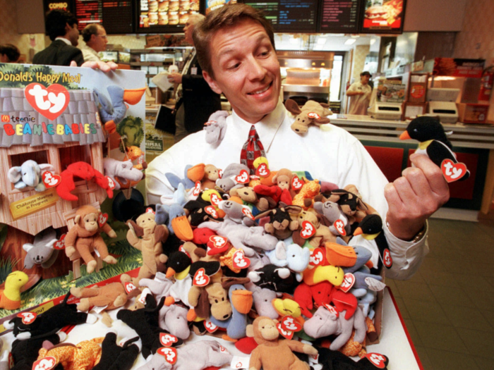 Beanie Babies, created by Ty Warner in 1993, were the plush, bean-filled toy fad of the 90s. Warner's Ty Inc. reportedly made $700 million in one year, selling the Beanies for $5 a piece. By 1999, the company had over $1 billion in sales.