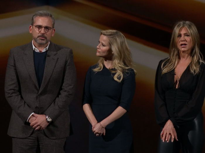 Jennifer Aniston, Reese Witherspoon and Steve Carell unveiled "The Morning Show," a show about complex relationships between men and women on the set of a morning television show.