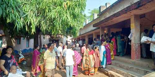 Polling underway at a polling station in Cuttack, Odisha