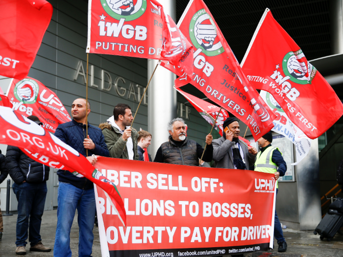 Drivers started demonstrating in London at 1 p.m. local time.