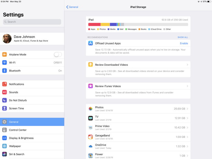 See how much storage space your iPad has available