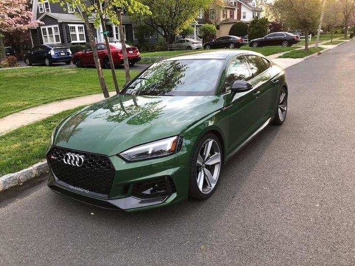 Behold, the glorious 2019 Audi RS 5 Sportback, in a show-stopping "Sonoma Green Metallic" paint job. Before many thousands of dollars in options, the car costs $74,200. As tested, it was $97,815.