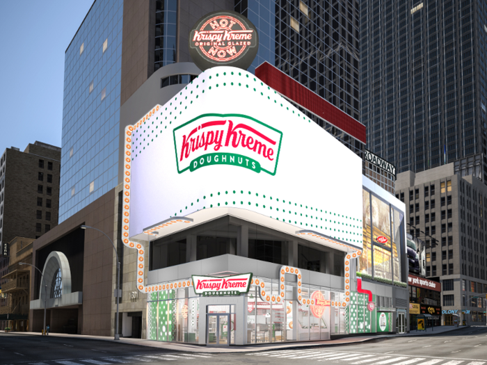 The Krispy Kreme flagship will feature a massive Hot Light.