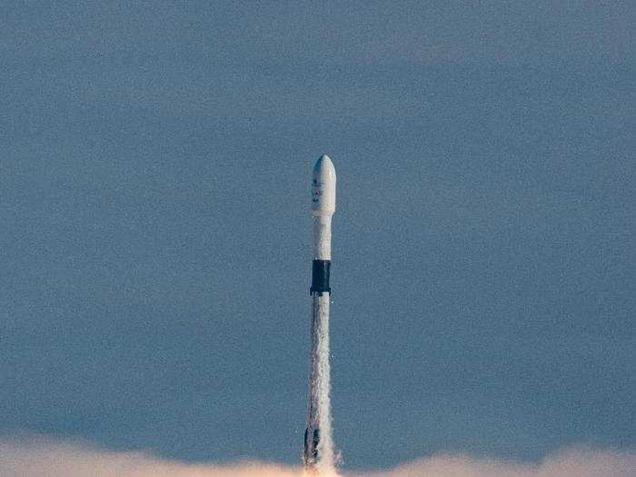The Falcon 9 rocket took off at 7:17 am PST, piercing through the clouds after a foggy launch.