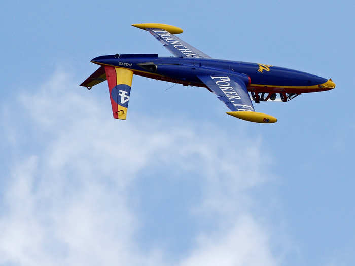 A jet from the Tranchant team practices a maneuver ahead of the Paris Air Show.