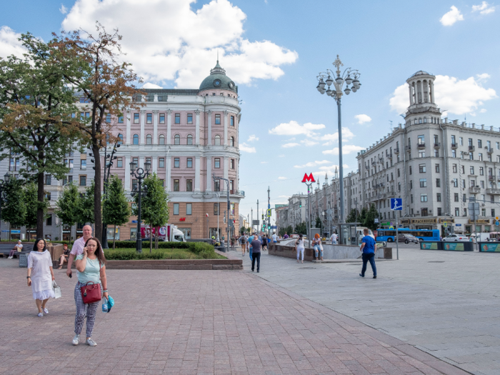 Tverskaya Street in Moscow is a mile-long street that stretches from the city's ring road to Red Square. It's one of the city's central streets. The Culture Trip called it "Russia's answer to Oxford Street and the Champs-Élysées."